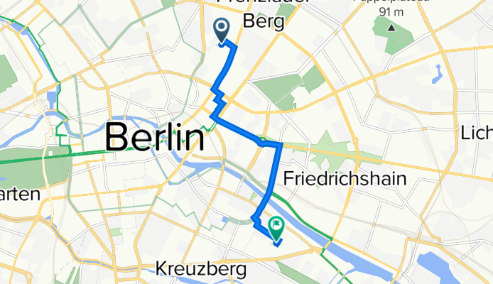 Diedenhofer Straße 7, Berlin nach Eisenbahnstraße 42, Berlin