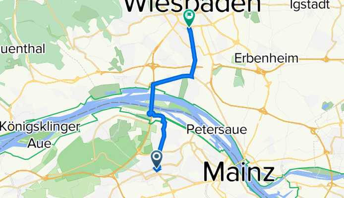 Kurt-Schumacher-Straße 23, Mainz nach Am Landeshaus 6, Wiesbaden
