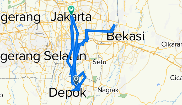 Jalan Damar Laut VII, Kecamatan Sukmajaya to Ditjen Bina Keuangan, Kecamatan Gambir