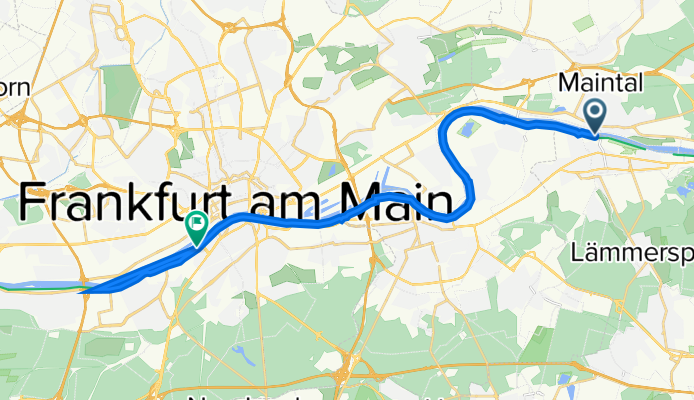 Mühlheim am Main nach Theodor-Stern-Kai 1, Frankfurt am Main