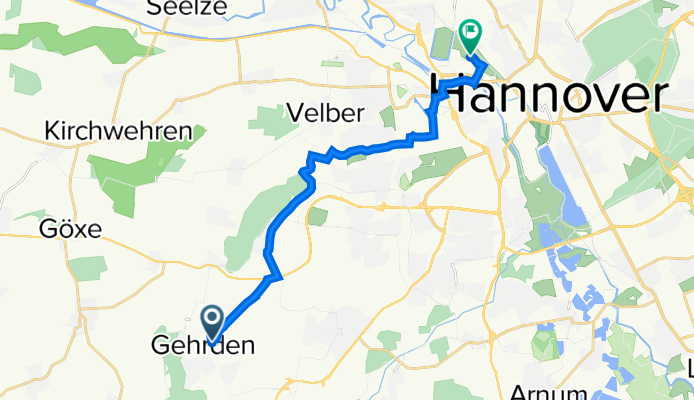 Auf der Worth 1, Gehrden nach Georgengarten 1, Hannover