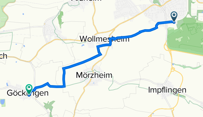 Eutzinger Straße 34, Landau in der Pfalz nach Im Kreuz 1–3, Göcklingen