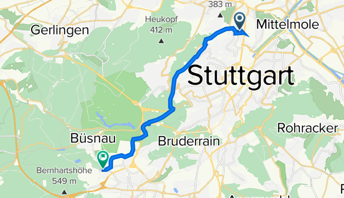 Heilbronner Straße 153, Stuttgart to Im Lauchhau 16, Stuttgart