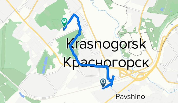 Вокзальная улица, 17А, Красногорск до Советская улица, 15А, Красногорск