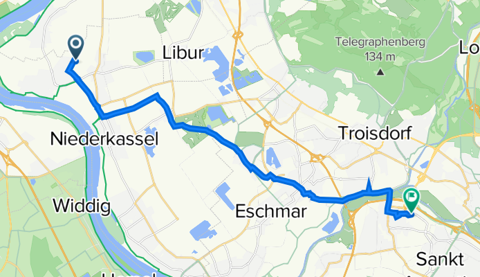 Markusstraße 49, Niederkassel nach Einsteinstraße 35, Sankt Augustin