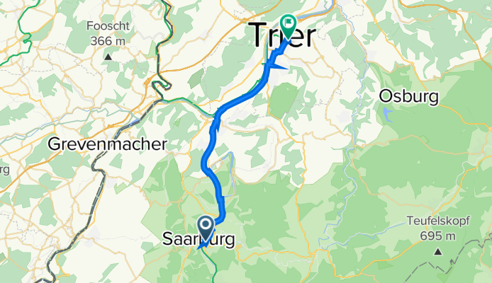 Bahnhofstraße 9, Saarburg nach Bahnhofsplatz 1, Trier