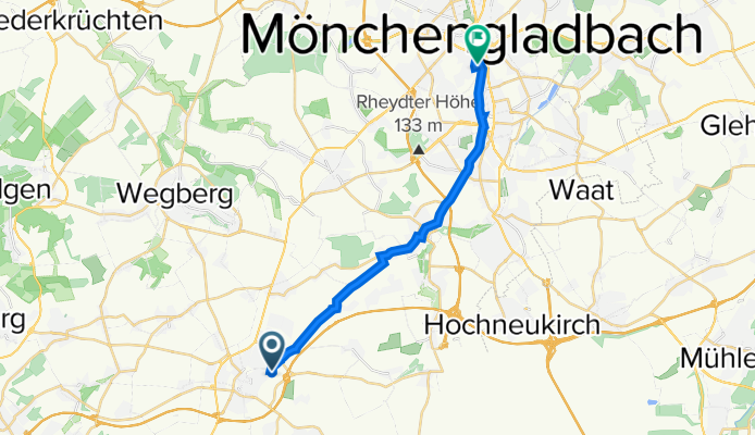 Glück-Auf-Straße 77, Erkelenz nach Hephataallee 4, Mönchengladbach