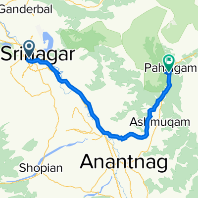 3Q6Q+RG7, Srinagar to 2898+38X, Pahalgam