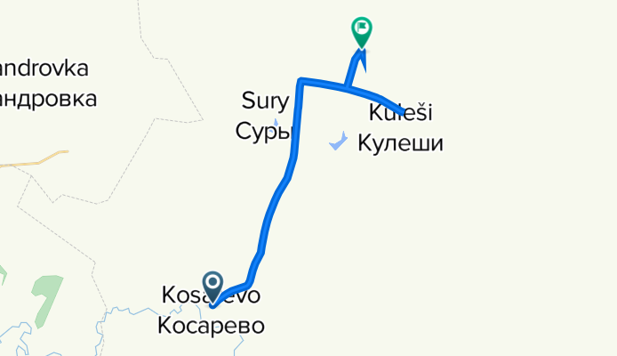 От Неизвестная дорога, Косарево до Неизвестная дорога, Шатилово