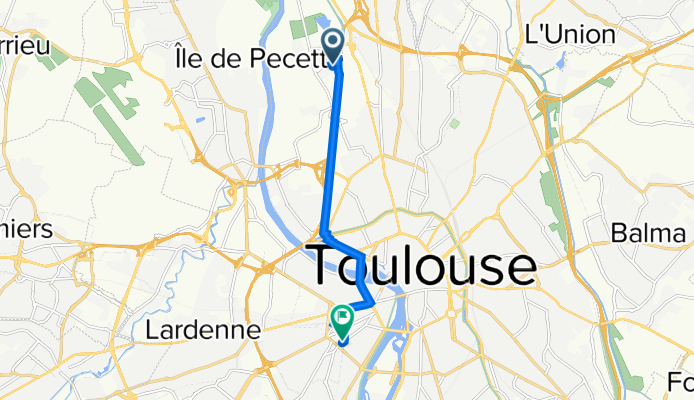 De Chemin de la Glacière 12, Toulouse à Rue des Arcs Saint-Cyprien 14, Toulouse