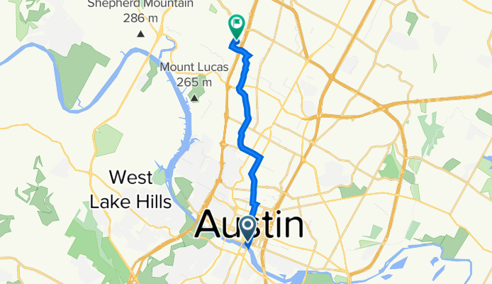 100 Congress Ave, Austin to 7201 Wood Hollow Dr, Austin