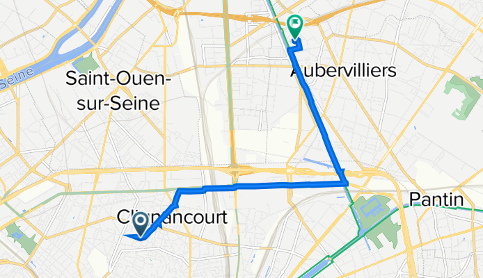 140 Rue Marcadet, Paris à 15 Rue Marcel Carné, Aubervilliers