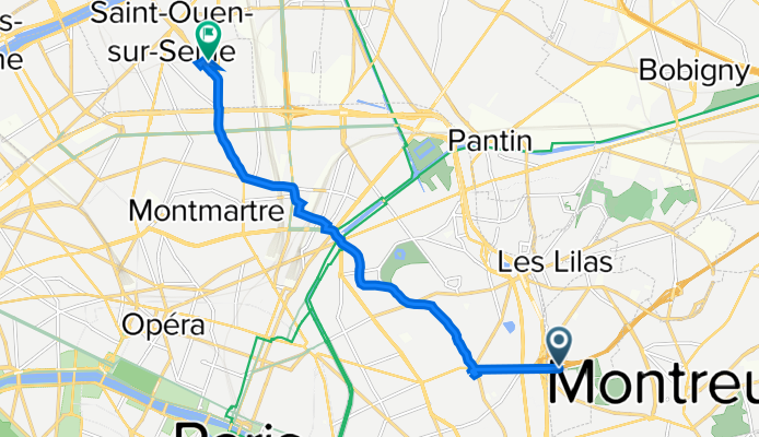 E15, Bagnolet to 7 Rue Auguste Rodin, Saint-Ouen-sur-Seine