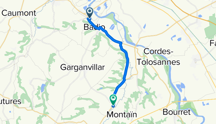 44.016° N 1.077° W à 43.949° N 1.102° W