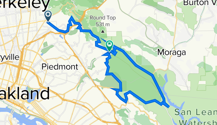 Claremont Hotel over Pinehurst to Redwood Rd and Skyline