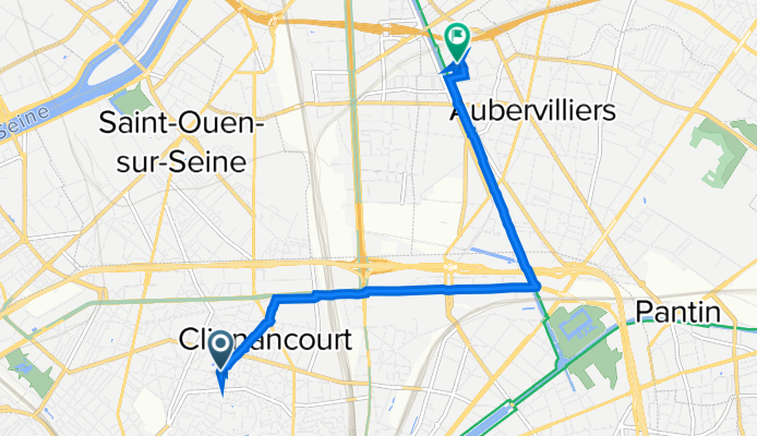 1 Rue du Ruisseau, Paris à 15 Rue Marcel Carné, Aubervilliers