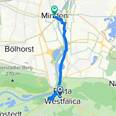 Hauptstraße 29, Porta Westfalica nach Markt 3–13, Minden