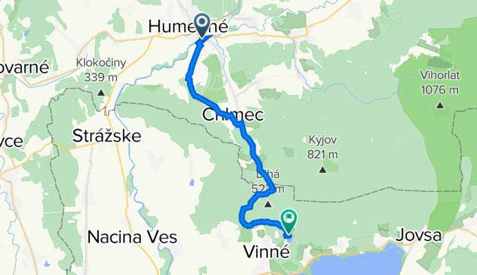 Humenné-Jasenov-Chlmec-Porúbka-jazero Vinné