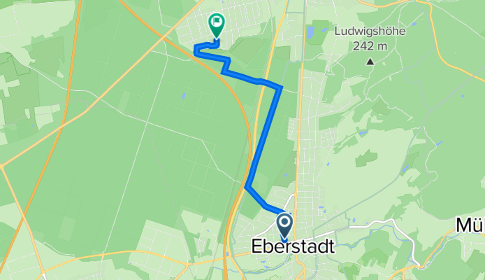 Pestalozzistraße 8, Darmstadt nach Czernowitzer Straße 17, Darmstadt