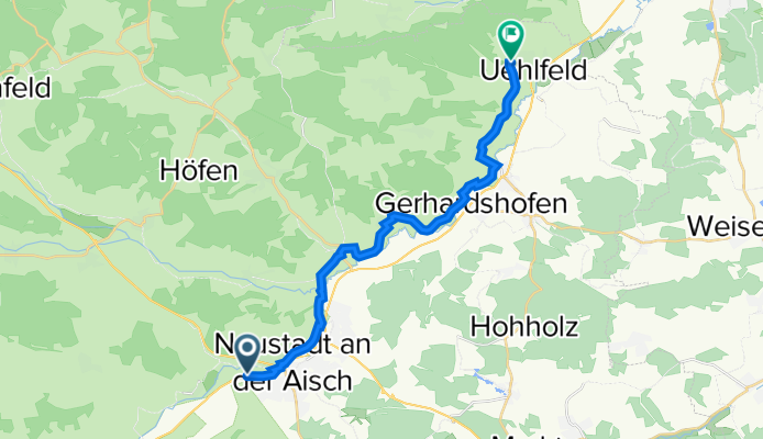 Karl-Eibl-Straße 44, Neustadt an der Aisch nach Parkstraße 23, Uehlfeld