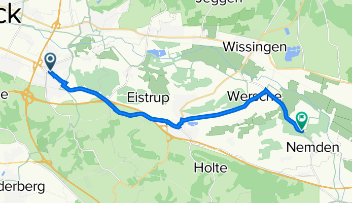 Grünberger Straße 15, Osnabrück nach Gesmolder Straße, Bissendorf