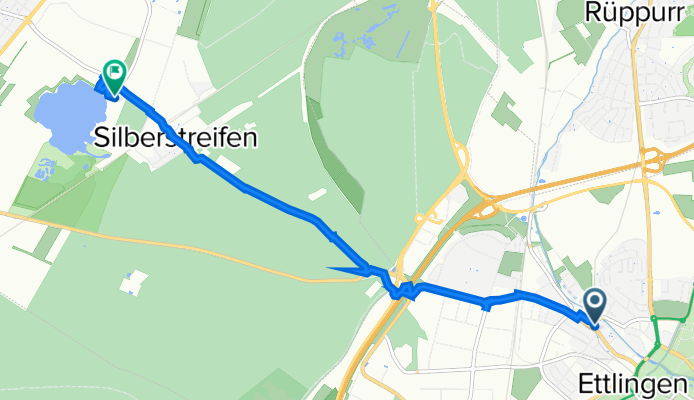 Ettlingen, Ettlingen nach Messeallee, Rheinstetten