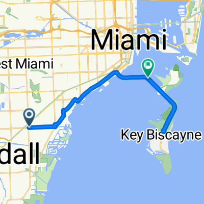 Out and back to Key Biscayne from South Miami