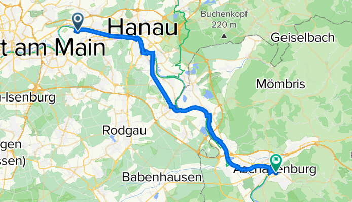 Elsa-Brändström-Straße 7A, Offenbach am Main nach Schweinheimer Straße 18, Aschaffenburg