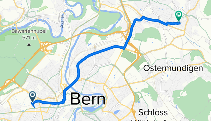 Freiburgstrasse 18, Bern nach Kistlerstrasse 44–48, Bolligen