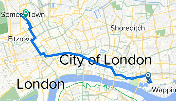 1 Thomas More St, London to Barnby St, London