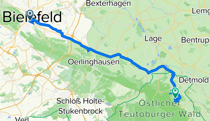 Am Sparrenberg 38A, Bielefeld nach Detmold