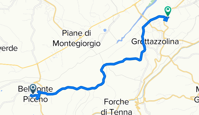 Largo Silvestro Baglioni 10, Belmonte Piceno nach Via Ugo La Malfa 11–17, Grottazzolina
