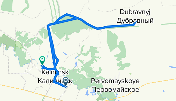 От улица Ленина 2, Калининск до улица Калинина 128, Калининск