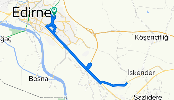 Mithat Vardar Cd. 13, Edirne Merkez to Mithat Vardar Cd. 15, Edirne Merkez