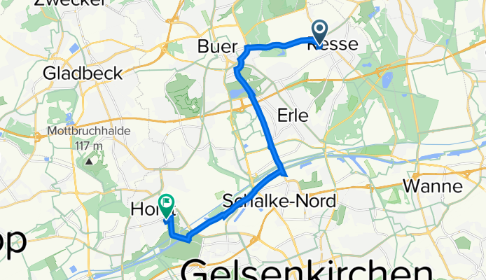 Kiefernstraße 2, Gelsenkirchen nach Am Bugapark 1, Gelsenkirchen