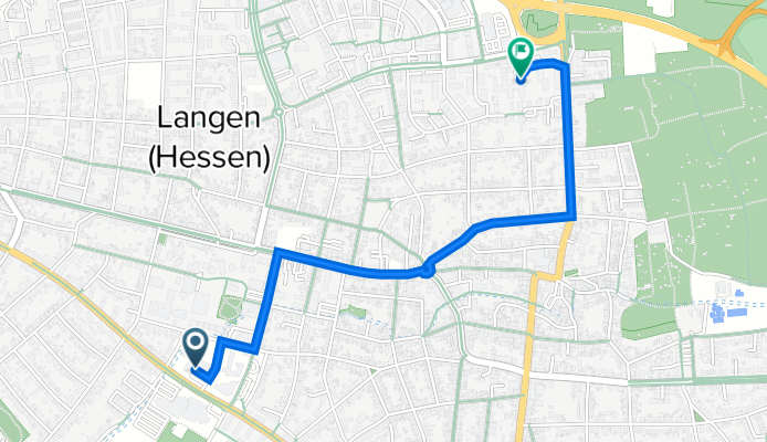 Südliche Ringstraße 80, Langen (Hessen) nach Frankfurter Straße 60, Langen (Hessen)
