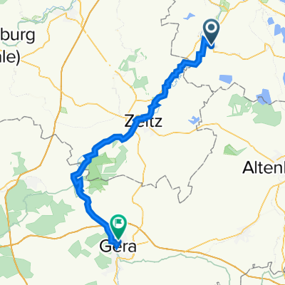 Friedrich-Ebert-Straße 2, Groitzsch nach Franz-Mehring-Straße 3B, Gera