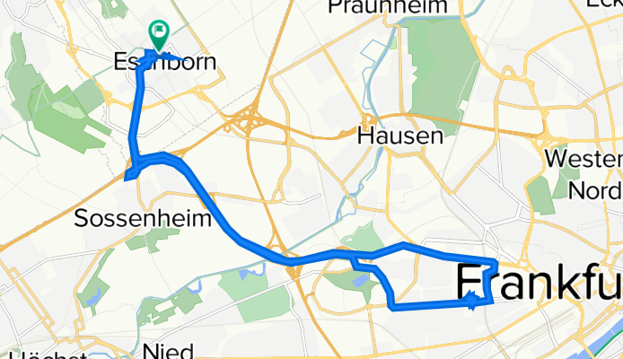 Hauptstraße 17, Eschborn nach Oberortstraße 33, Eschborn