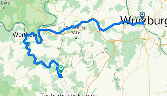 Neydeckgasse 1, Würzburg to Oberes Tor 7, Werbach