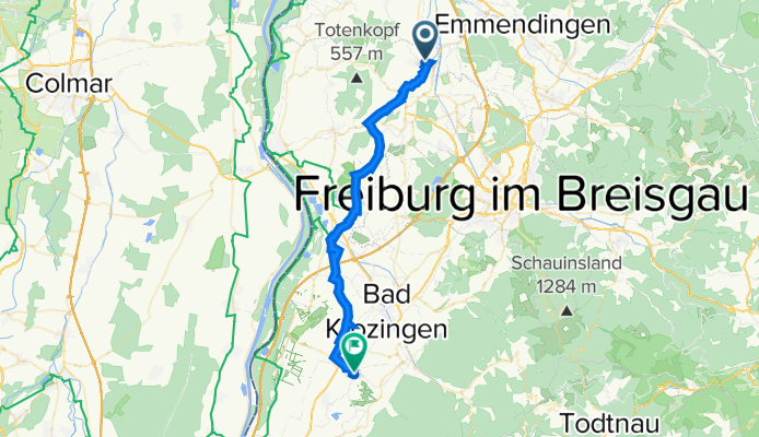 Hauptstraße 43, Eichstetten am Kaiserstuhl nach Hinterm stolzen Hag 7, Heitersheim