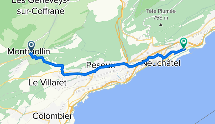 De Impasse du Murgier 3, Montmollin à Rue de la Pierre-à-Mazel 10, Neuchâtel