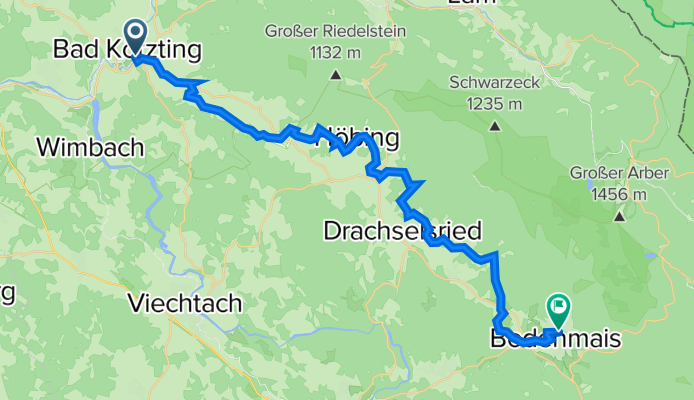 Ludwigstraße 14, Bad Kötzting nach Bahnhofstraße 57-59, Bodenmais