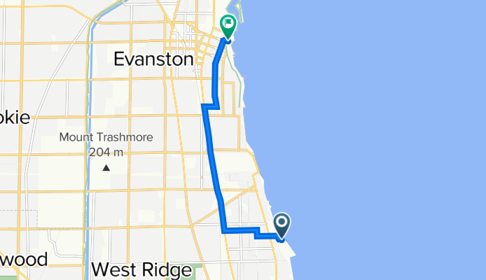 1100–1120 W Lunt Ave, Chicago to 1775–1799 Sheridan Rd, Evanston
