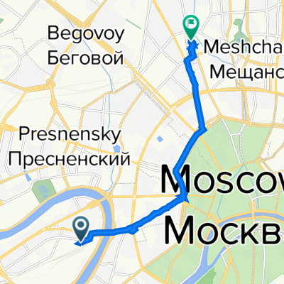 От площадь Киевского Вокзала 2, Москва до Сущевская улица 16 строение 5, Москва