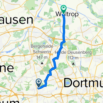 Dellwiger Straße 282, Dortmund nach Hochstraße 67, Waltrop