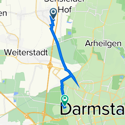 Arheilger Weg 25, Weiterstadt nach Paul-Gerhardt-Platz 1, Darmstadt