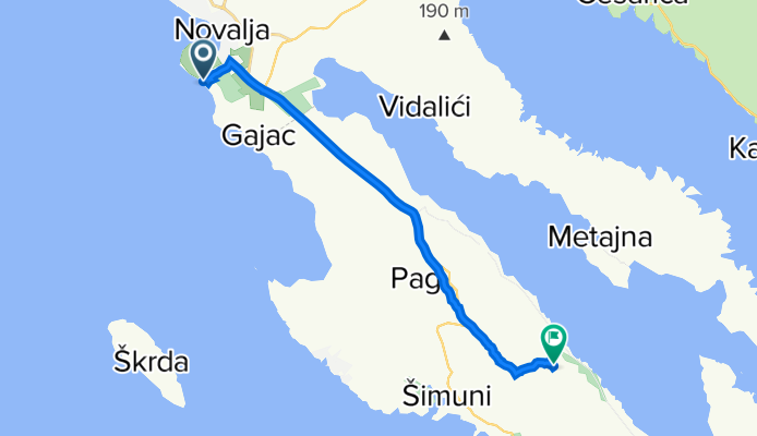 Neimenovana cesta, Novalja do FXGW+J3, Pag