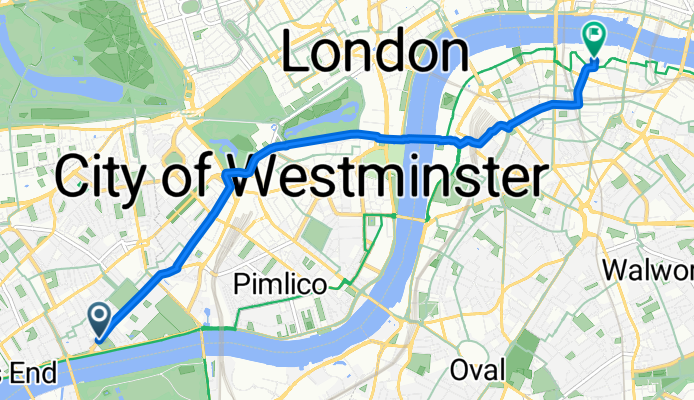 65 Royal Hospital Road, London to 25 Sumner St, London