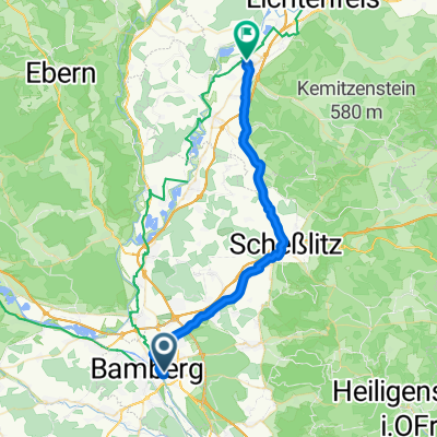 Wunderburg 1, Bamberg nach Balthasar-Neumann-Straße 15, Bad Staffelstein