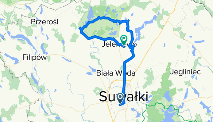 Lotnicza 50, Suwałki do Wołownia